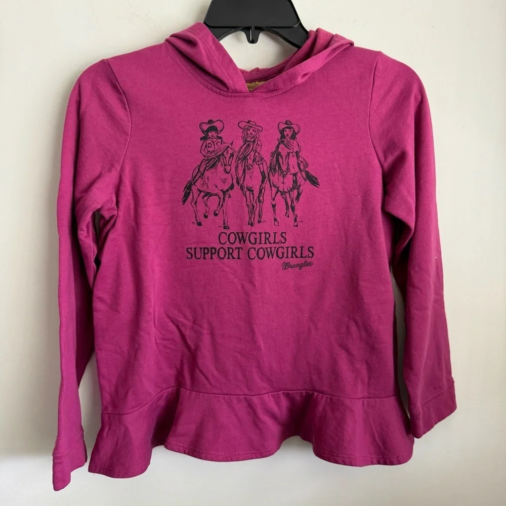 Wrangler Ruffle Cowgirls Support Cowgirls Pink pullover hoodie size XL